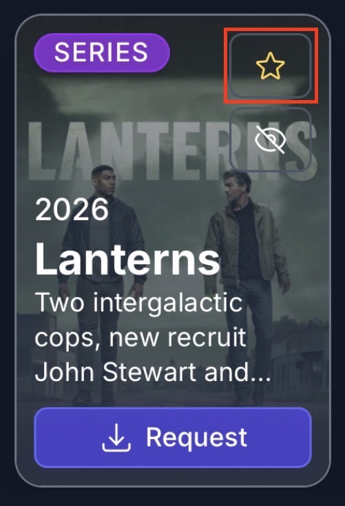 Zvezdica za dodajanje filma/serije na Watchlist
